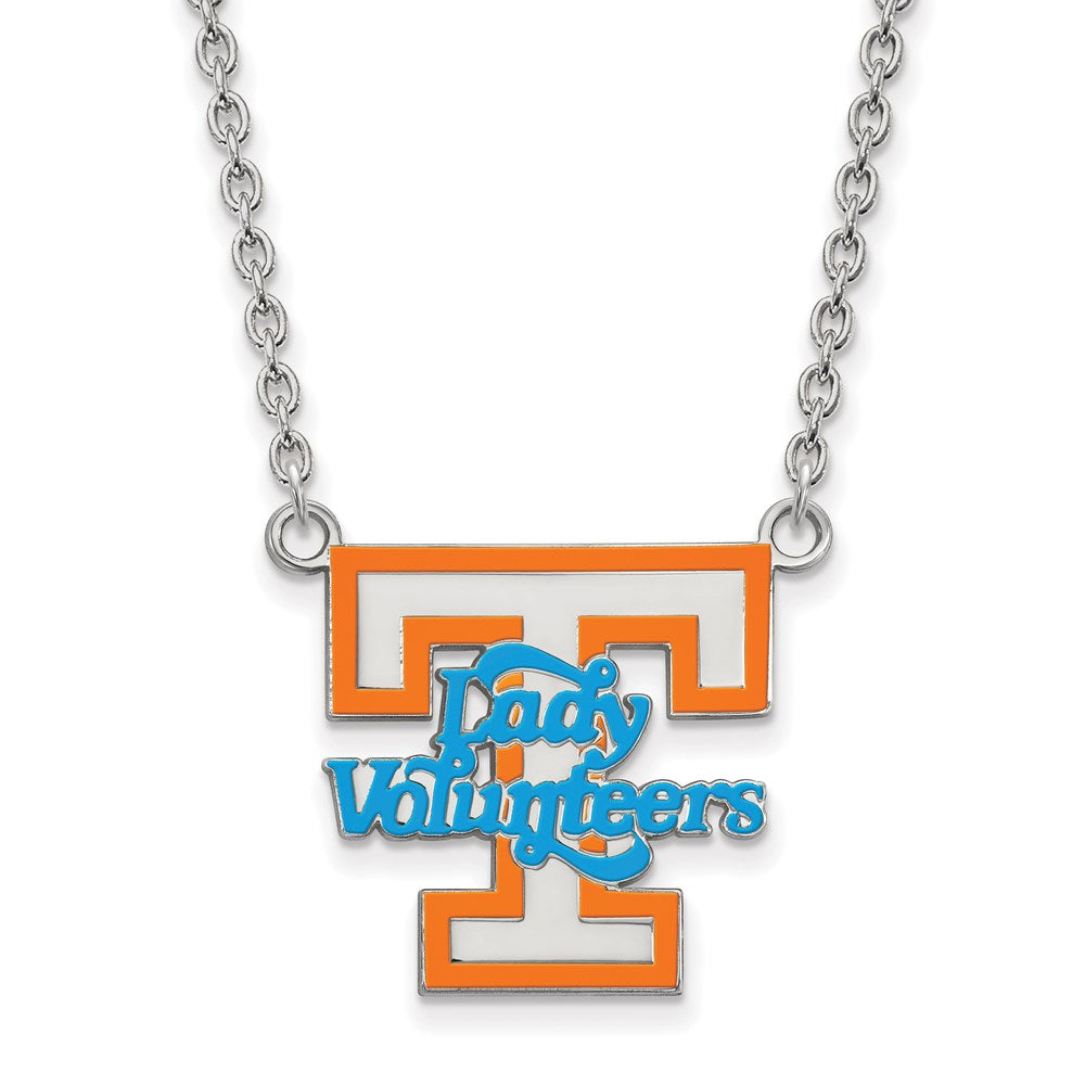 Sterling Silver Rhodium-plated U. of Tennessee Large Enamel Necklace