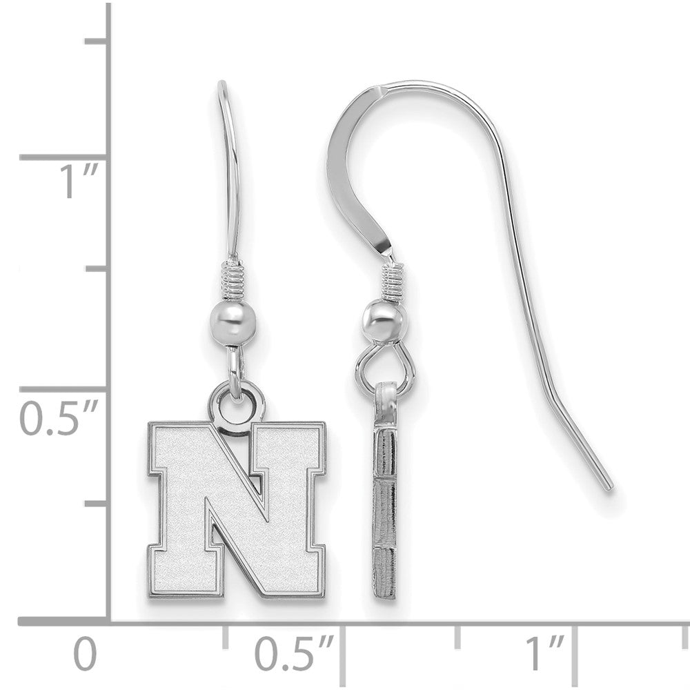 Sterling Silver Rhodium-plated University of Nebraska XS Dangle Earrings