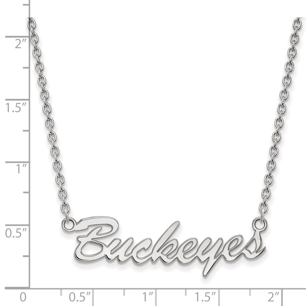 Sterling Silver Rhodium-plated Ohio State U. Medium Script Necklace