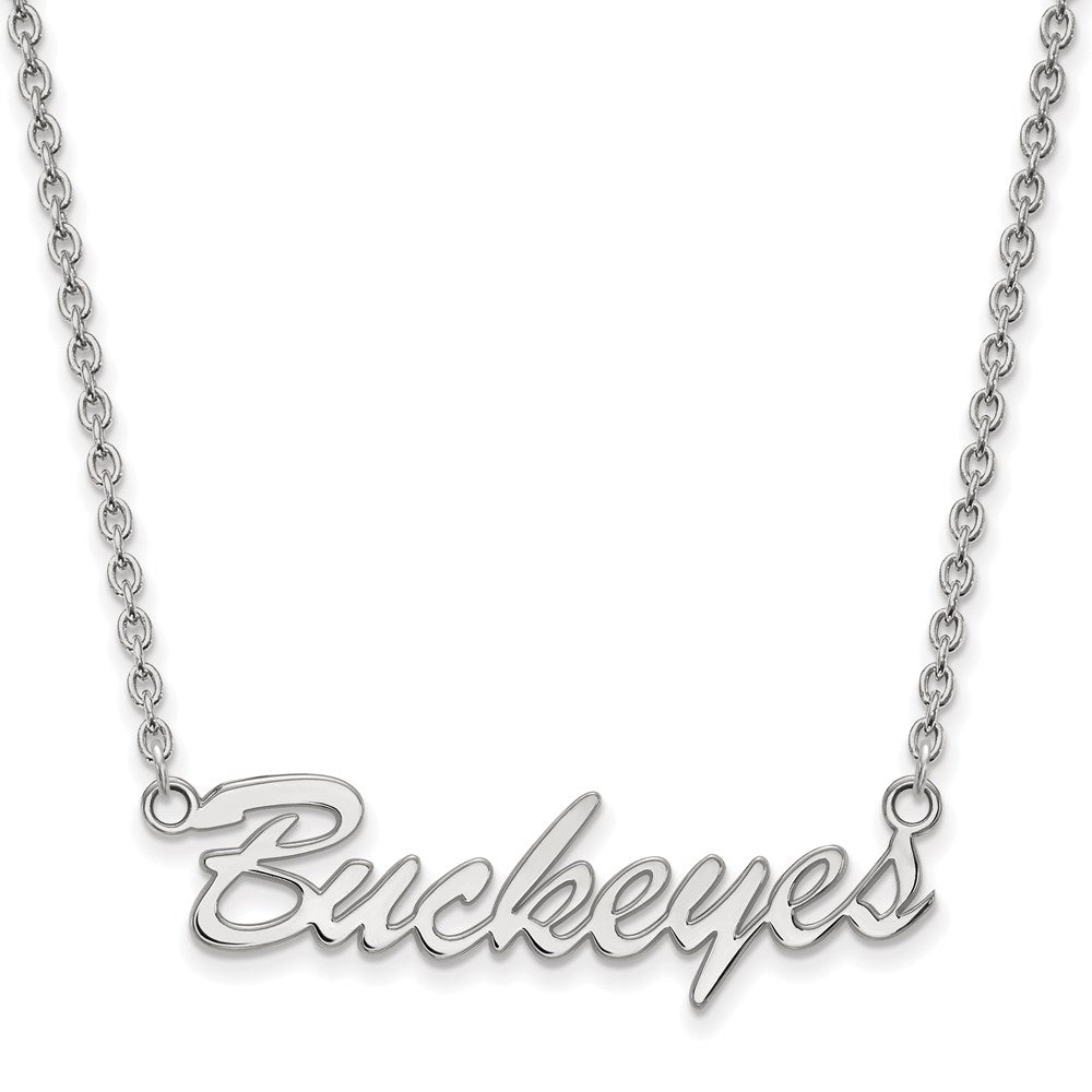 Sterling Silver Rhodium-plated Ohio State U. Medium Script Necklace