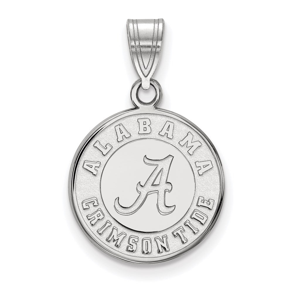 Sterling Silver Rhodium-plated U. of Alabama Medium Disc Pendant