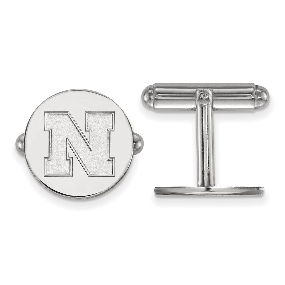Sterling Silver Rhodium-plated University of Nebraska Cuff Links