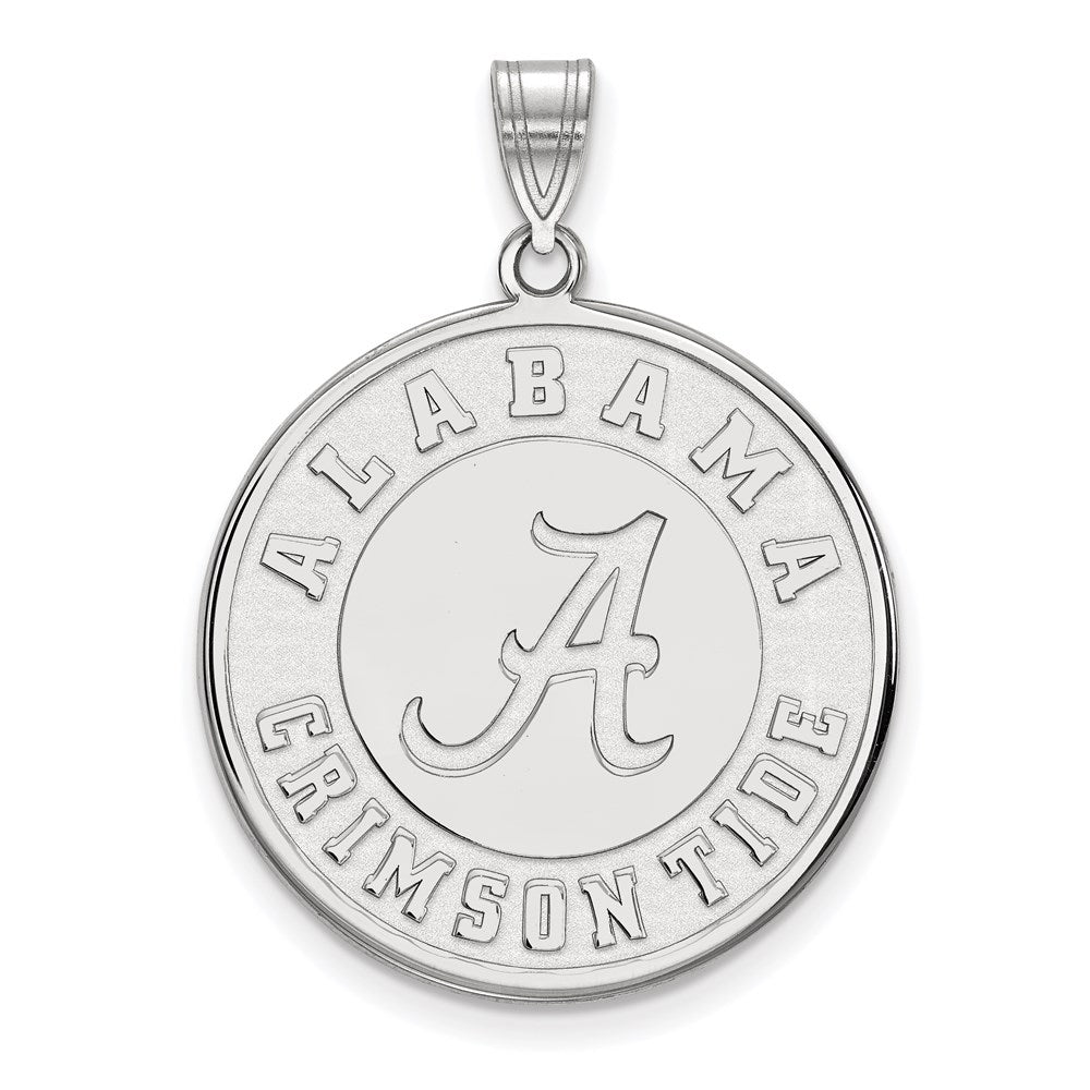 Sterling Silver Rhod-plated University of Alabama XL Disc Pendant