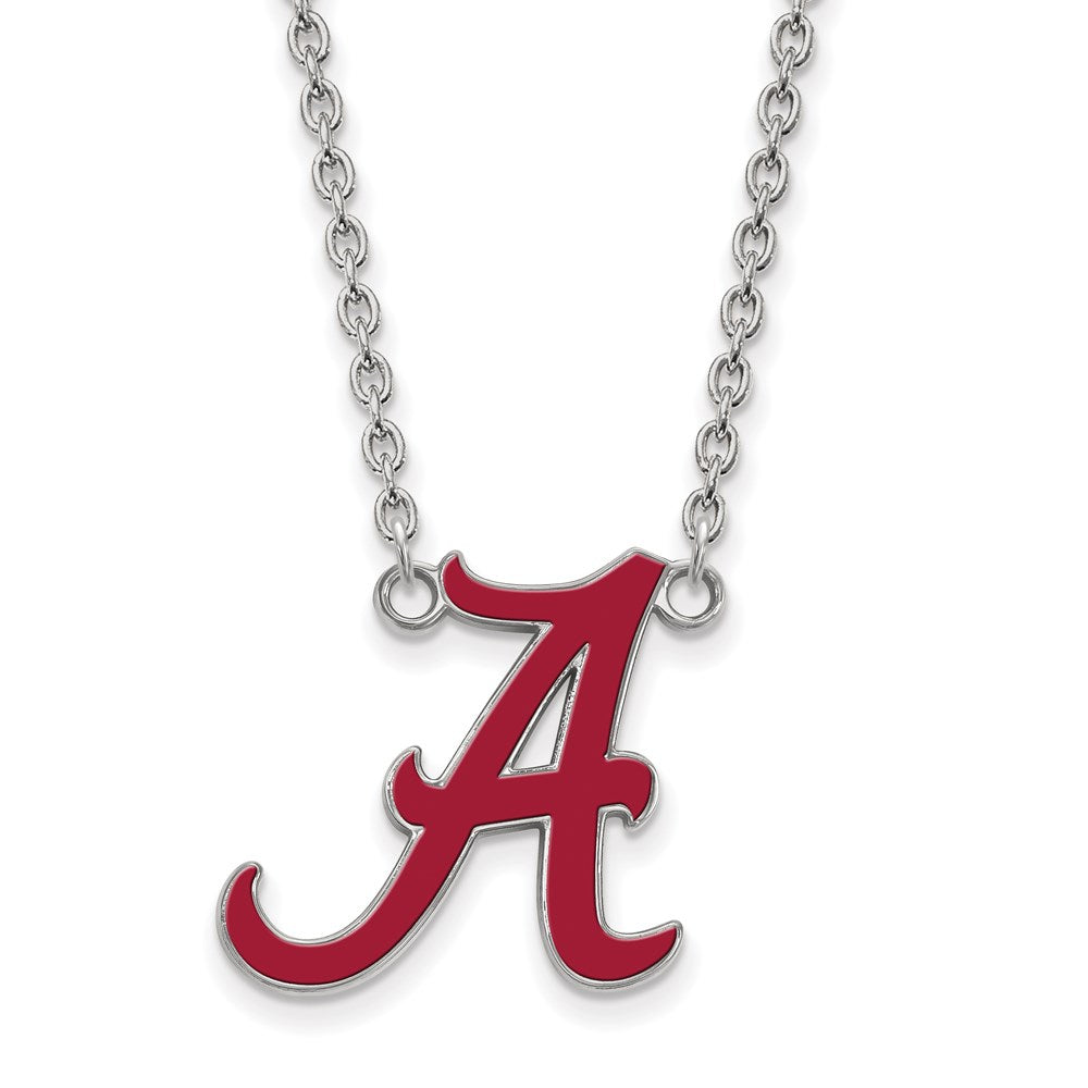 Sterling Silver Rhodium-plated U. of Alabama Large Enamel Pendant Necklace