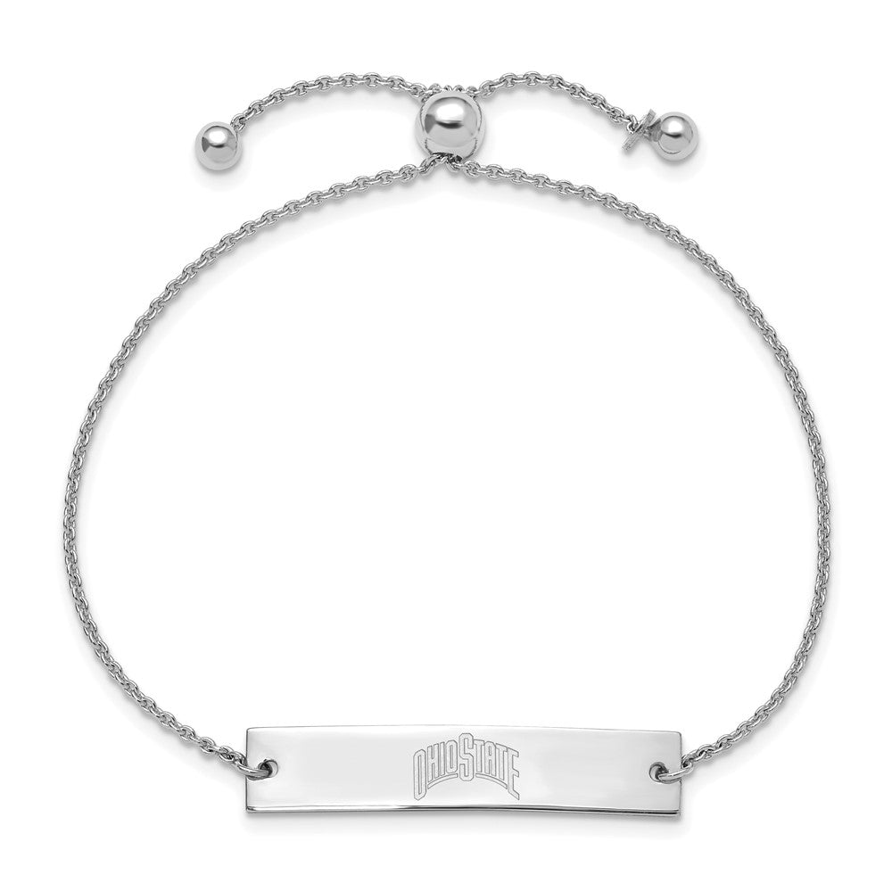 Sterling Silver Rhodium-plated Ohio State University Adjustable Bracelet