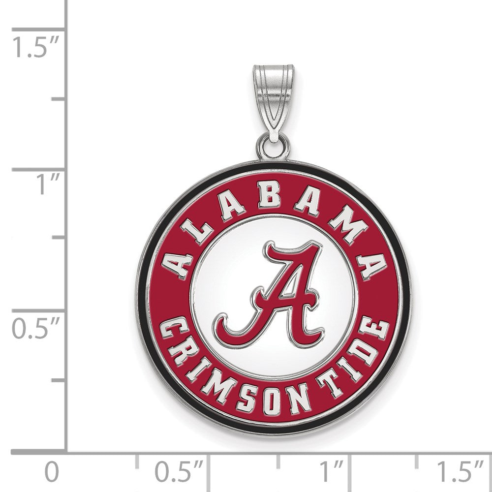 Sterling Silver Rhodium-plated U. of Alabama XL Enamel Disc Pendant