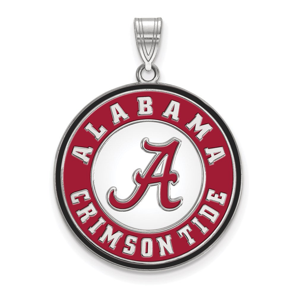 Sterling Silver Rhodium-plated U. of Alabama XL Enamel Disc Pendant