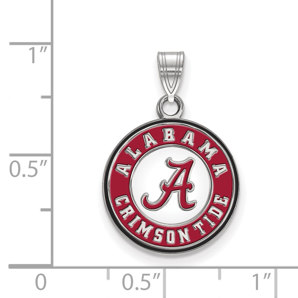 Sterling Silver Rhod-plated U. of Alabama Medium. Enamel Disc Pendant