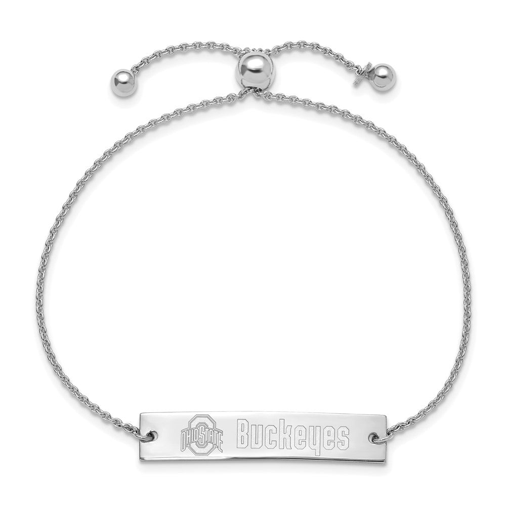 Sterling Silver Rhod-pl The Ohio State Univ Name Bar Adj Bracelet