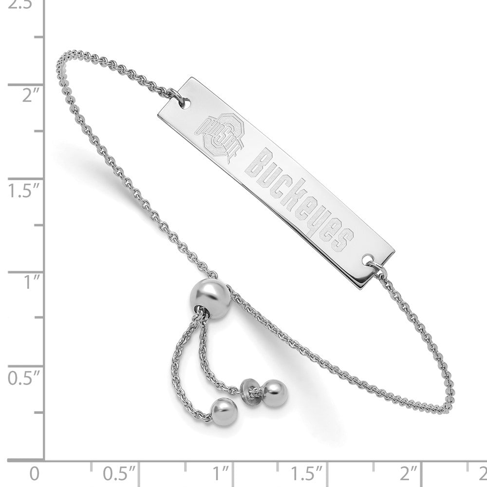 Sterling Silver Rhod-pl The Ohio State Univ Name Bar Adj Bracelet