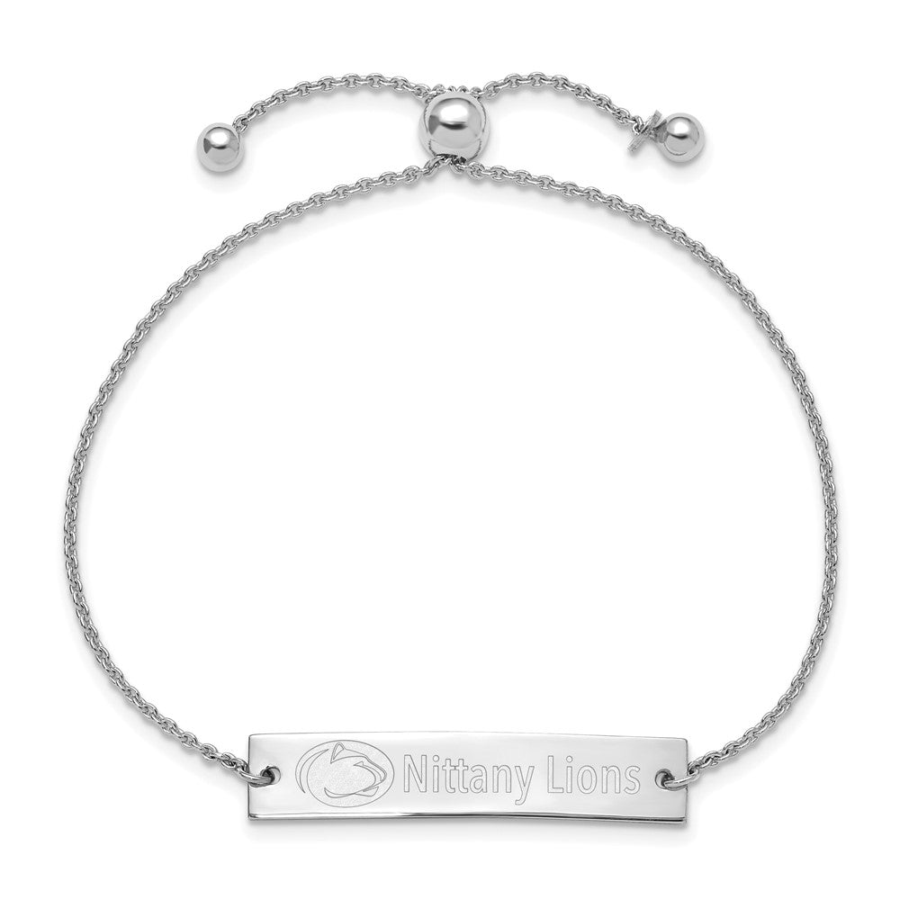 Sterling Silver Rhod-pl Penn State Univ Name Bar Adj Bracelet