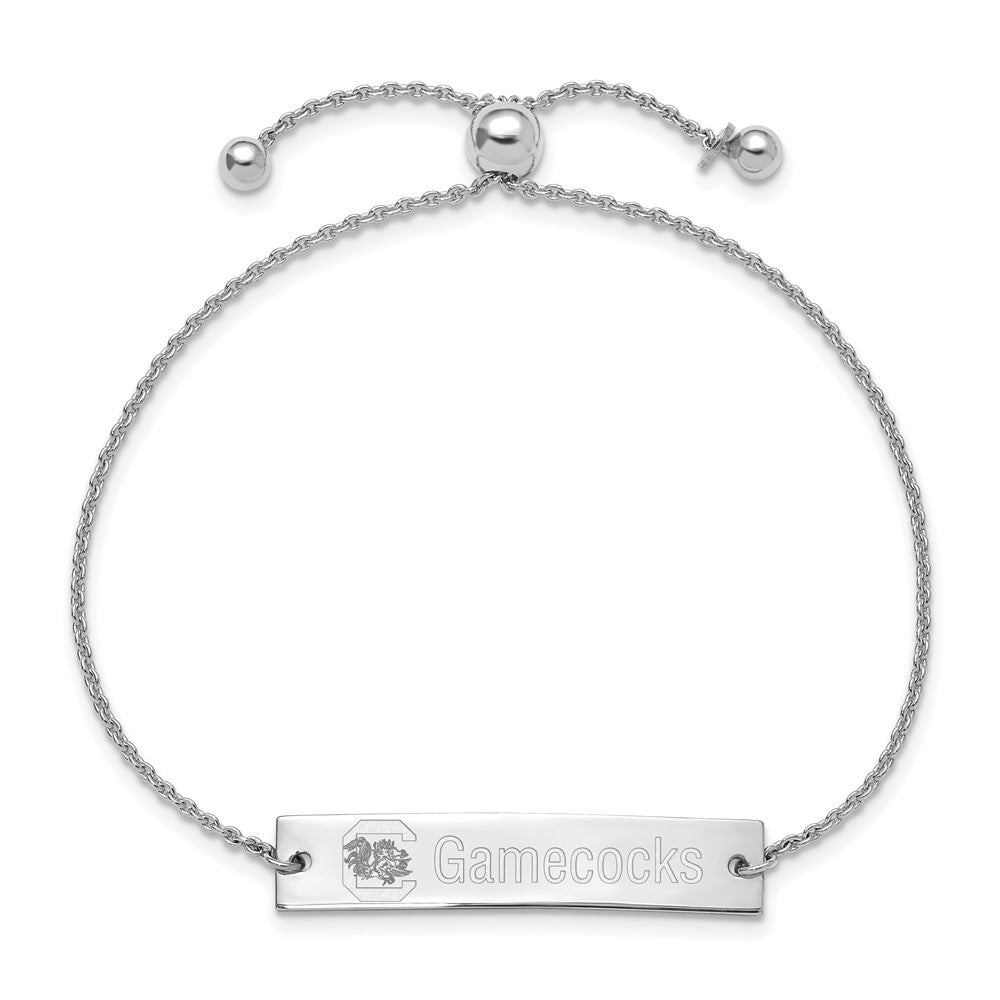 Sterling Silver Rhod-pl University of South Carolina Name Bar Adj B