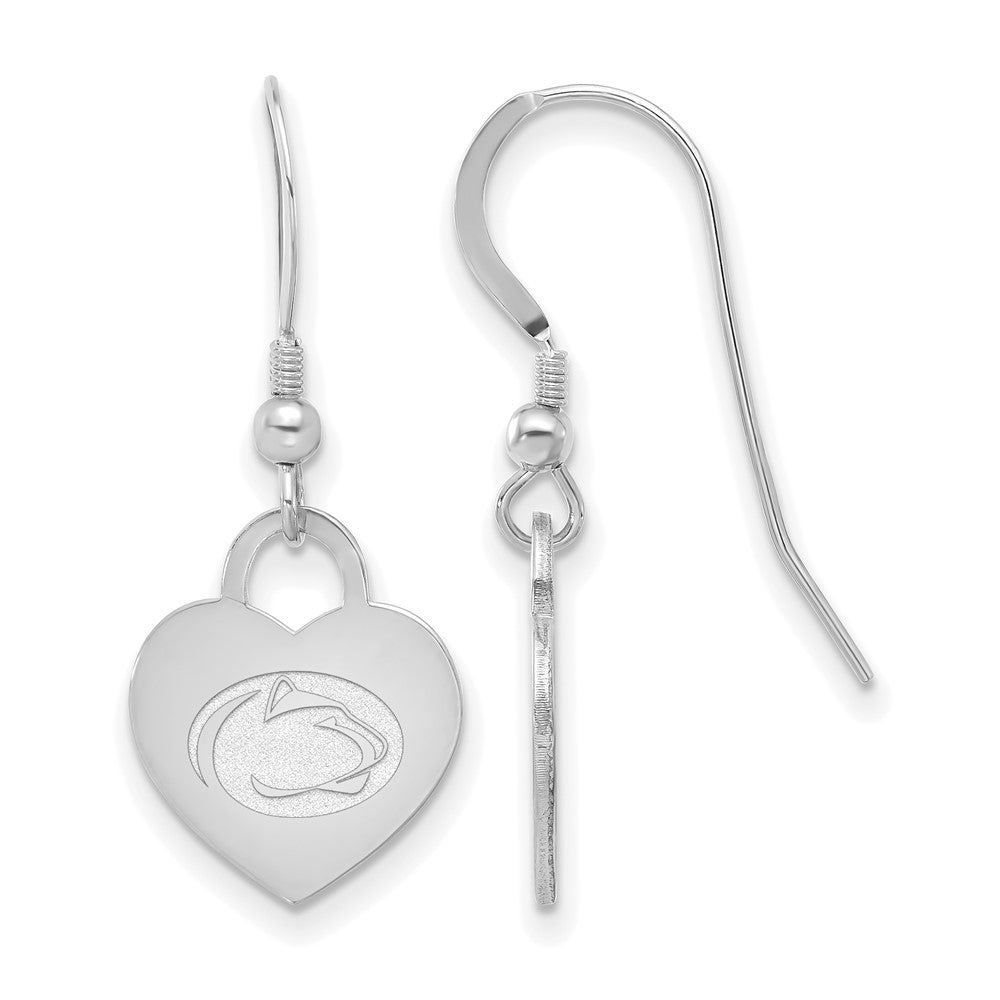 Sterling Silver Rhod-pl Penn State Univ Heart Dangle Earrings
