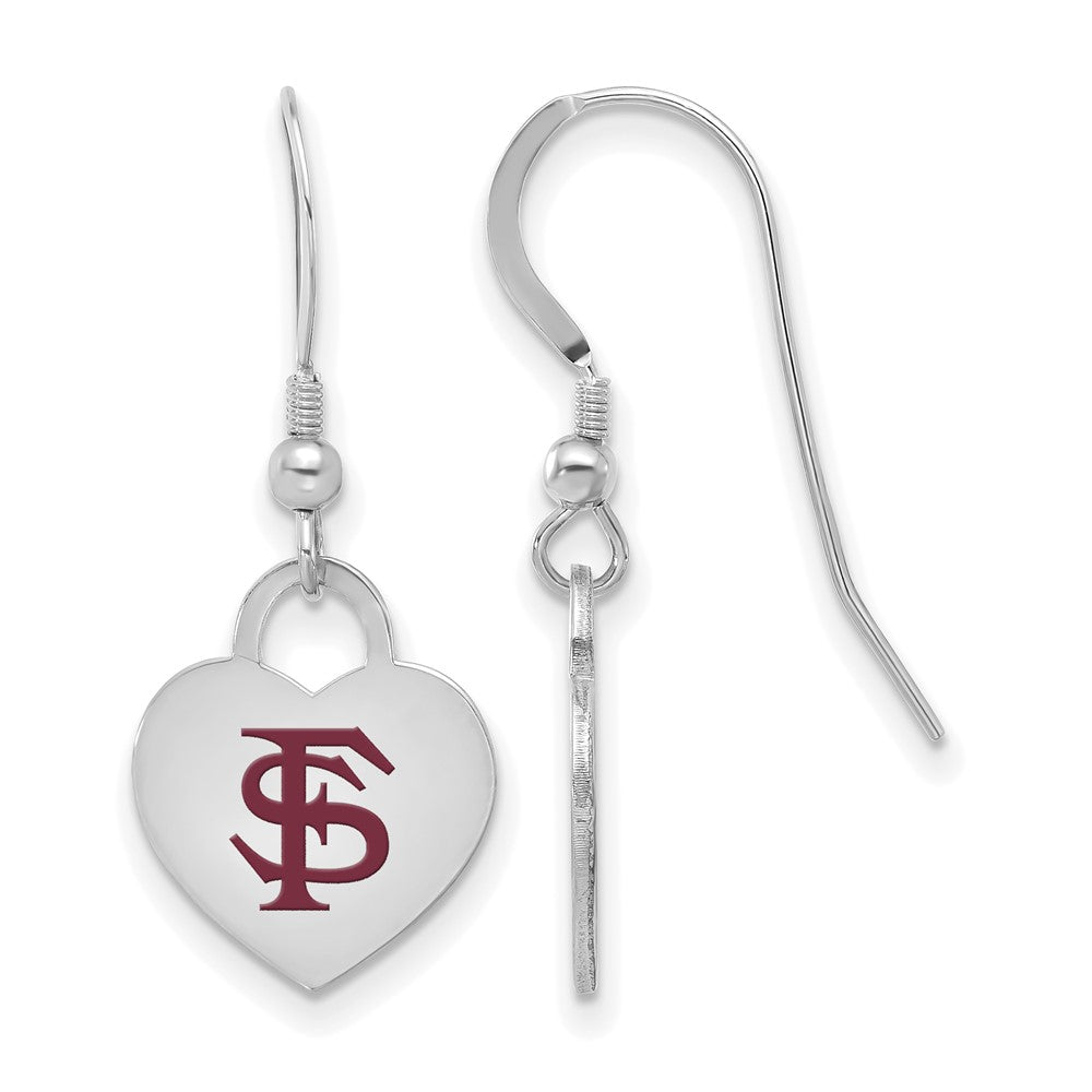 Sterling Silver Rhod-pl Florida State University Enamel Heart Dangl