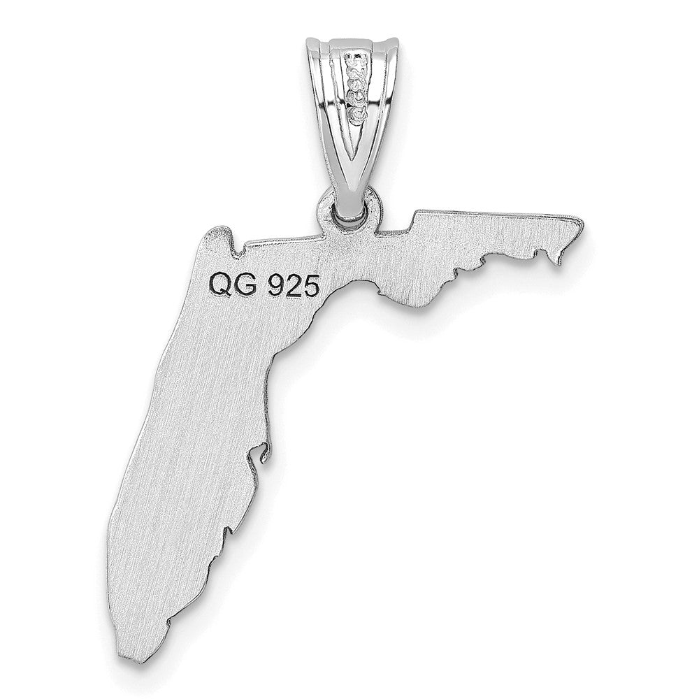 Sterling Silver Rhod-pl University of Florida State Pendant