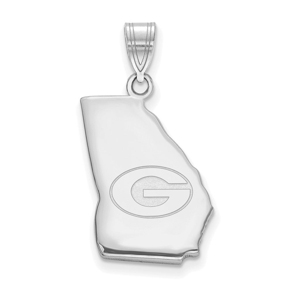 Sterling Silver Rhod-pl University of Georgia State Pendant