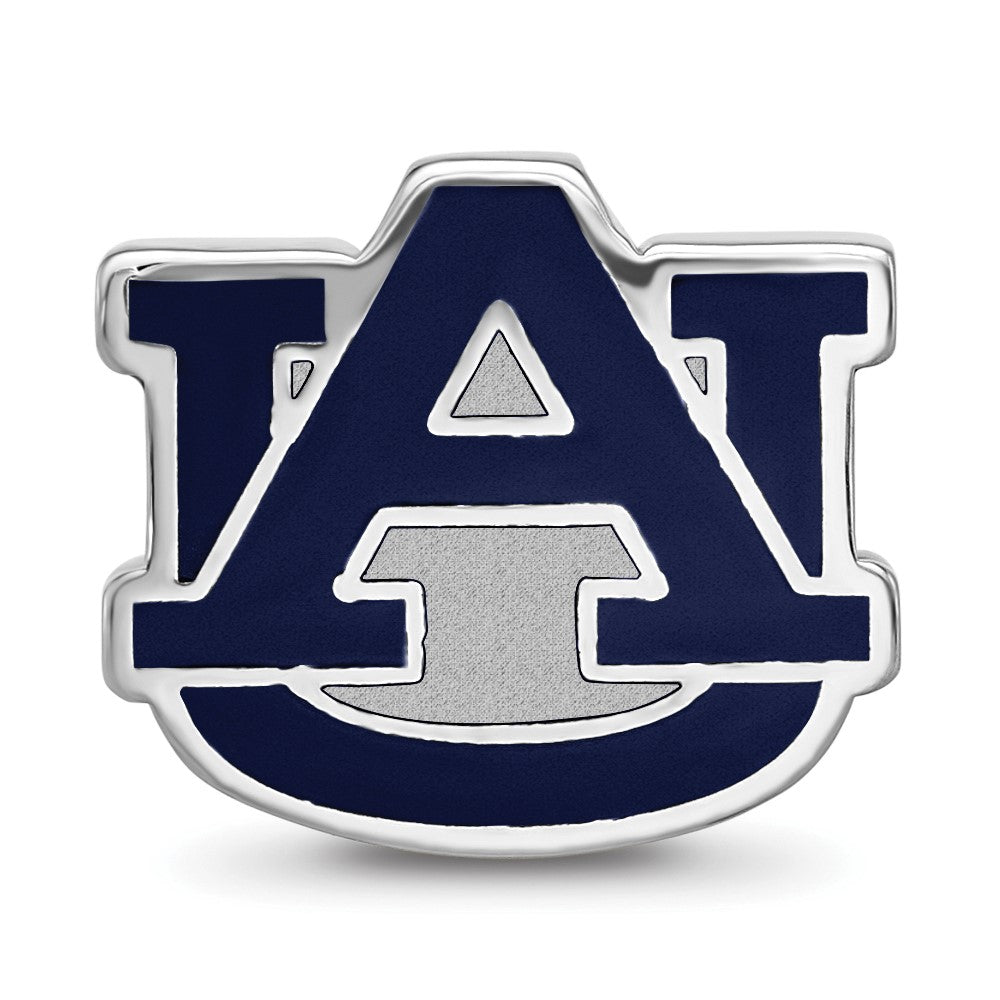 Sterling Silver Rhodium-plated Auburn University A-U Enamel Bead