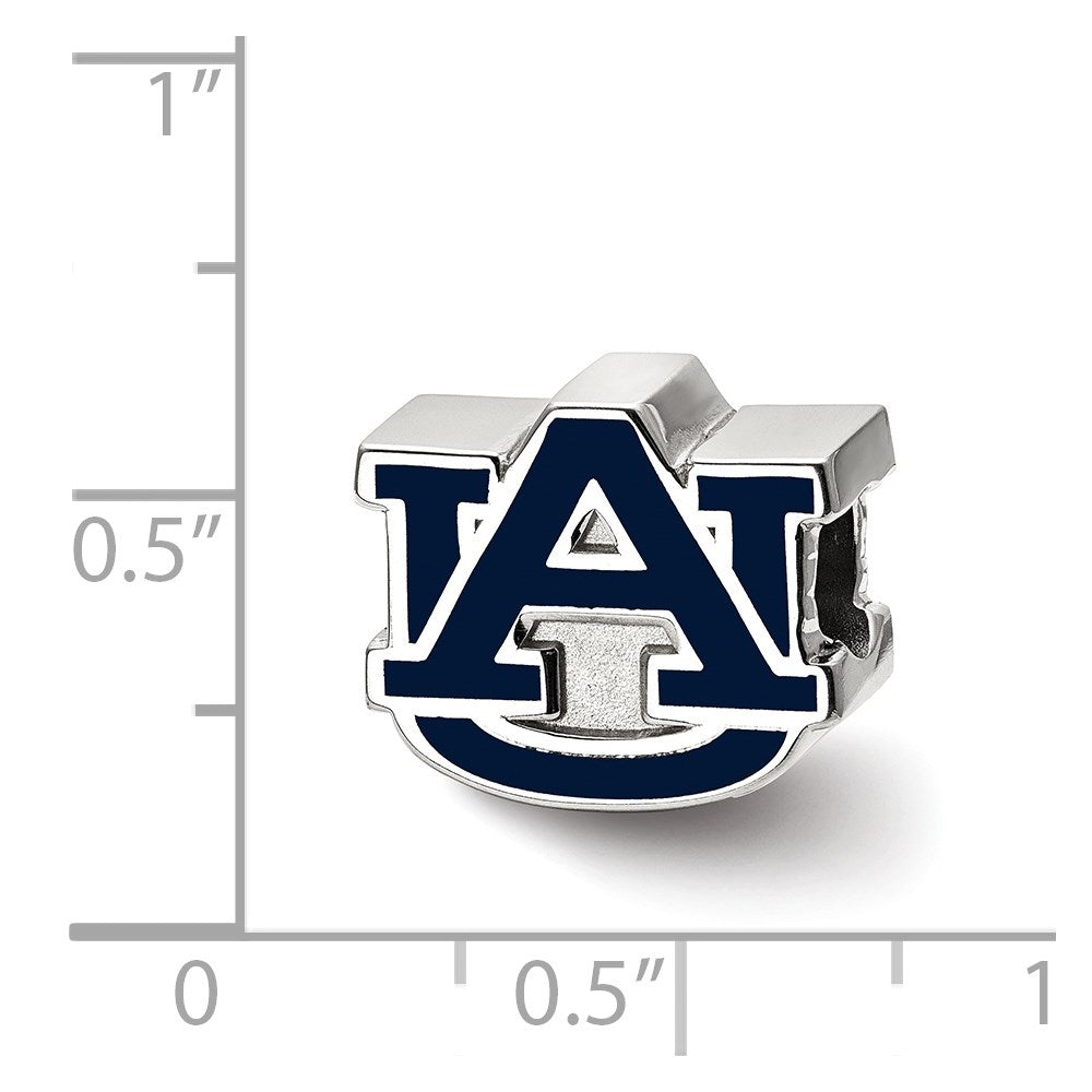Sterling Silver Rhodium-plated Auburn University A-U Enamel Bead