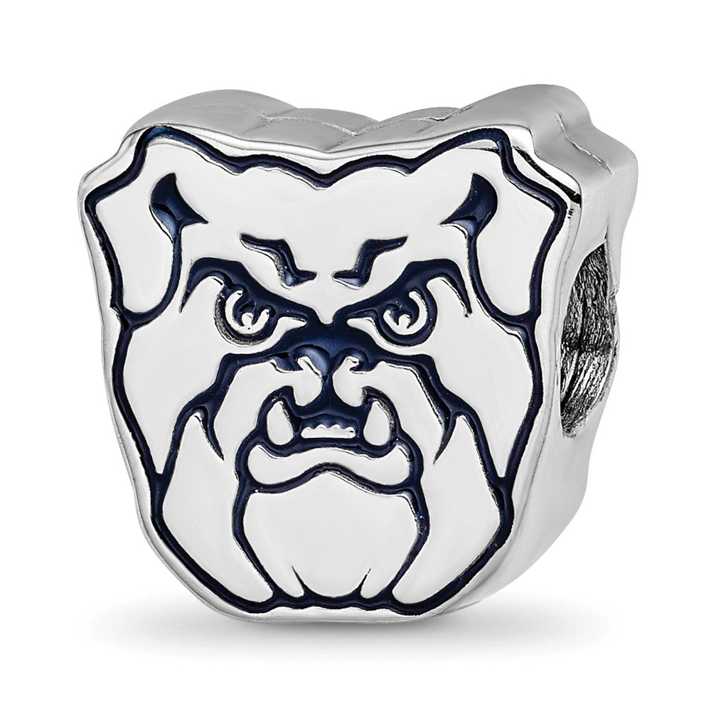 Sterling Silver Rhodium-plated Butler Univ. Bulldog Enamel Bead