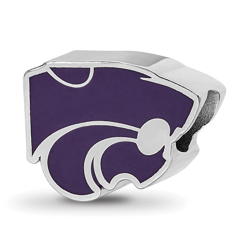 Sterling Silver Rhodium-plated Kansas State U. Wildcat Enamel Bead