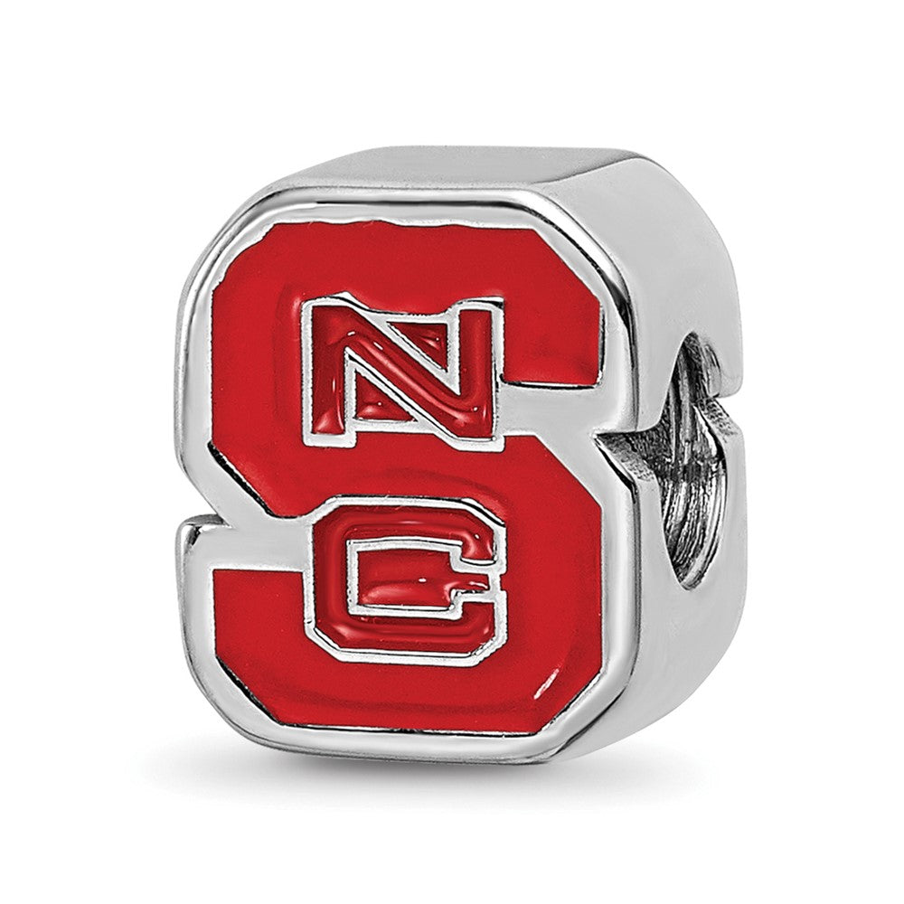 Sterling Silver Rhodium-plated North Carolina State U. Enamel Bead