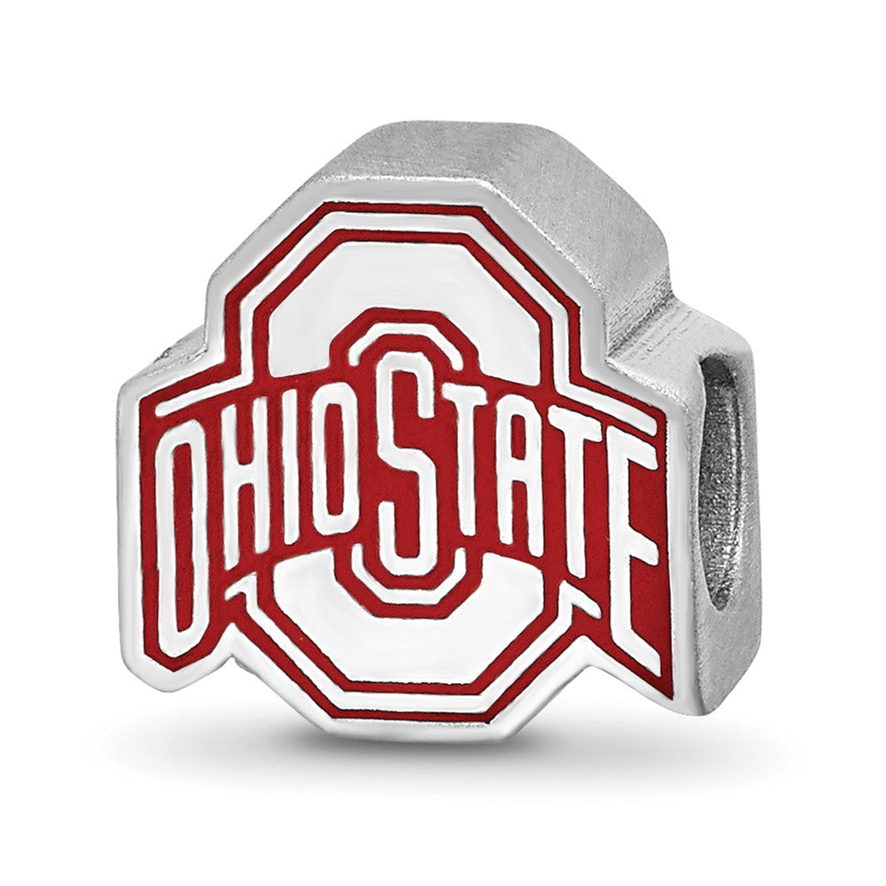 Sterling Silver Rhodium-plated Ohio State U. Enamel Logo Bead