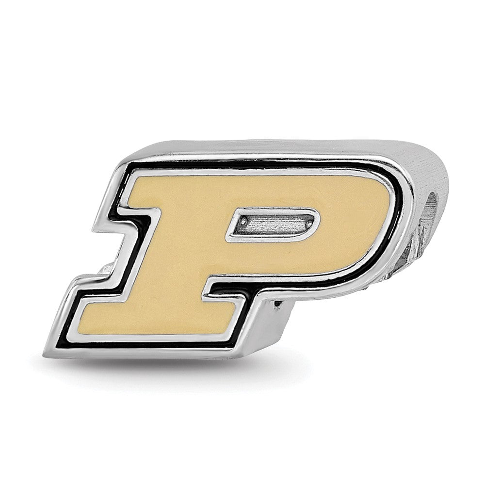 Sterling Silver Rhodium-plated Purdue Univ. Enamel Bead