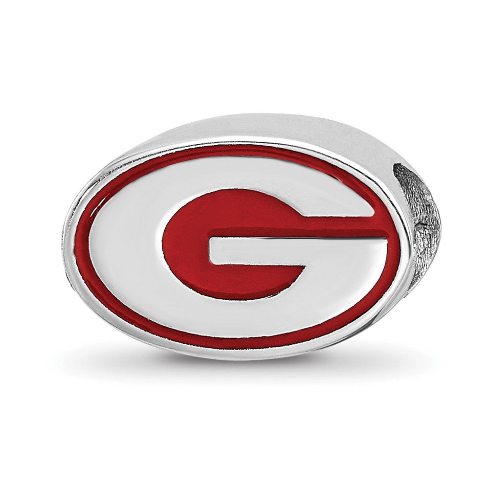 Sterling Silver Rhodium-plated University of Georgia Enamel Bead