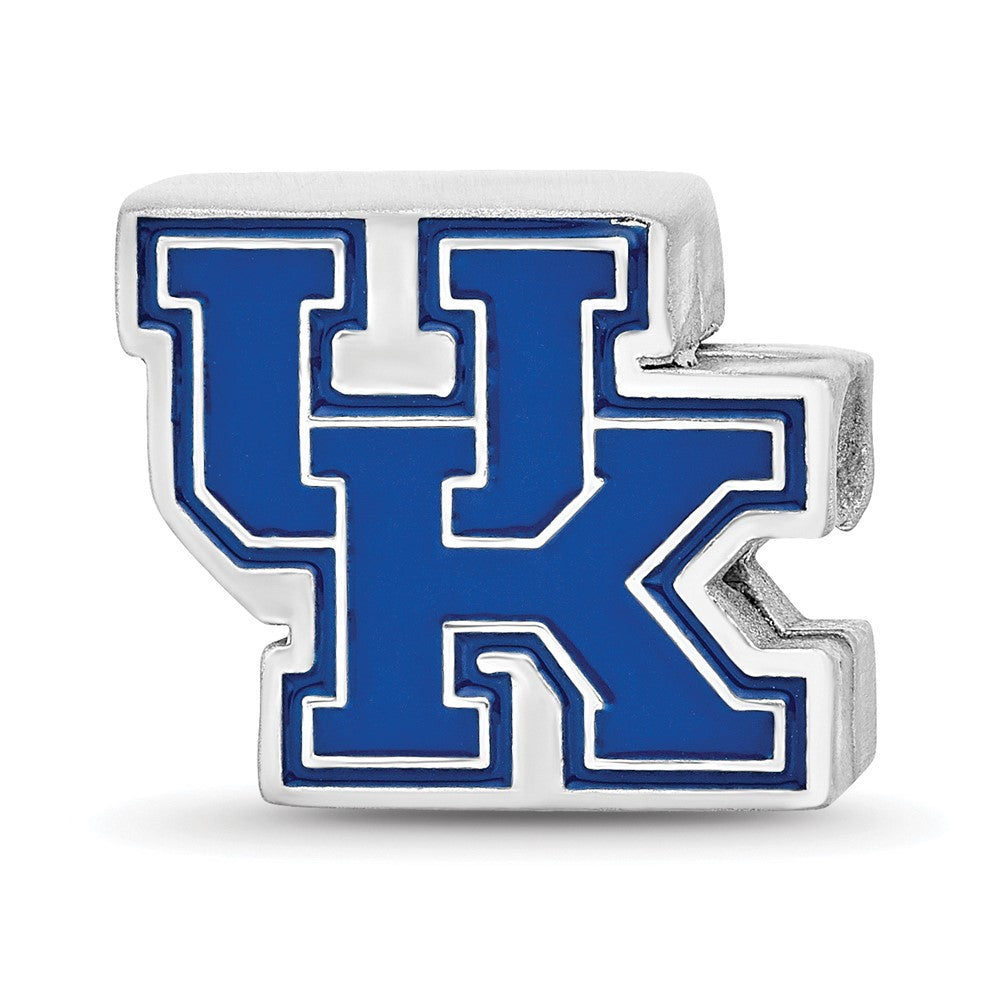 Sterling Silver Rhodium-plated U. of Kentucky U-K Enamel Logo Bead