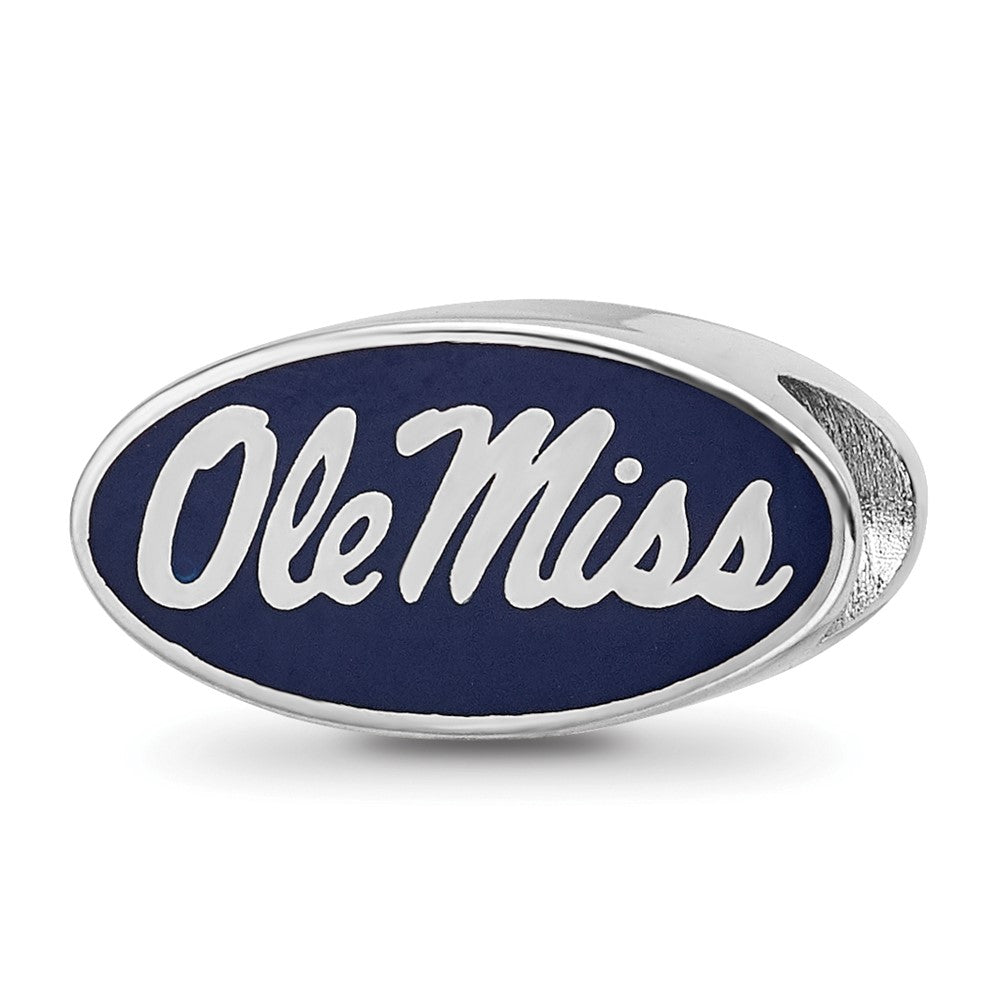 Sterling Silver Rhodium-plated U. of Mississippi Enamel Bead