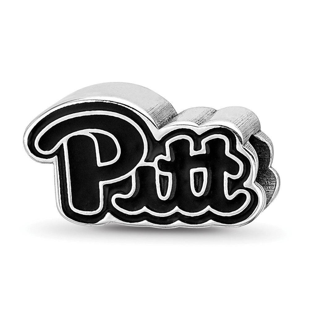 Sterling Silver Rhodium-plated U. of Pittsburgh Enameled Logo Bead