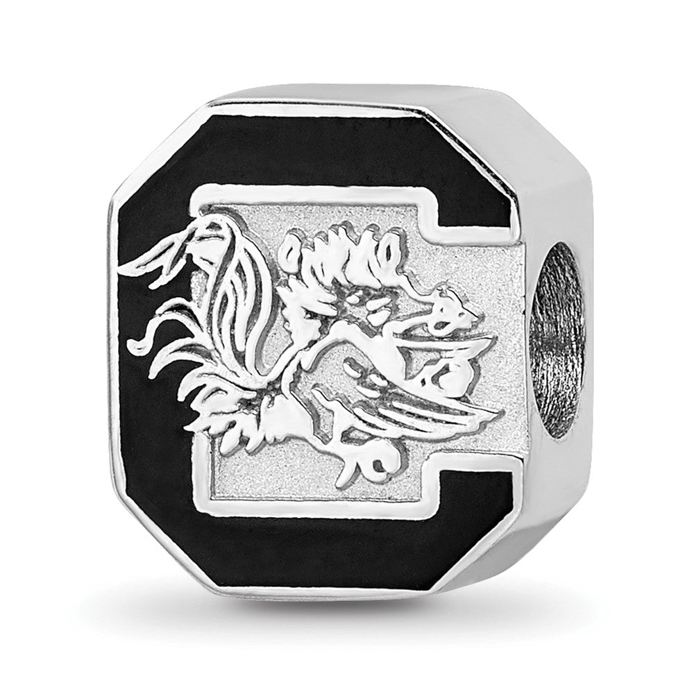 Sterling Silver Rhodium-plated U. of South Carolina Enamel Bead