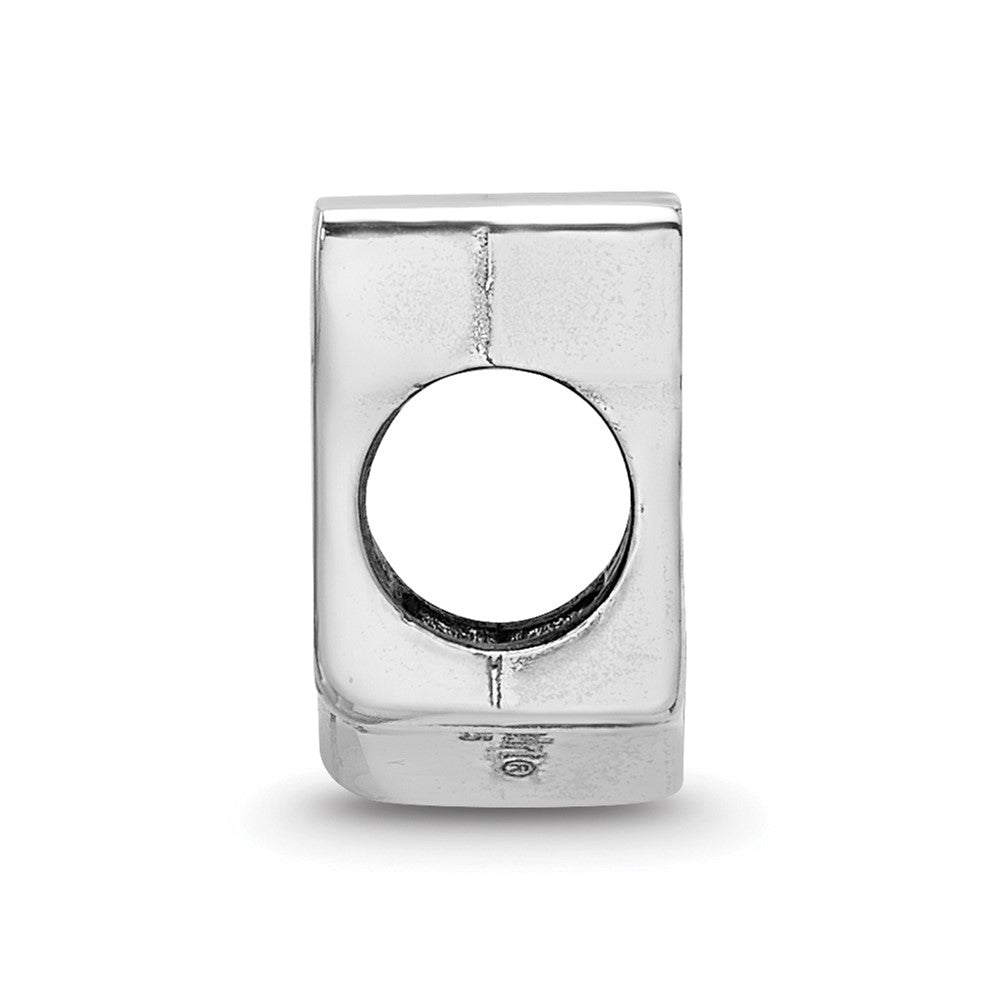 Sterling Silver Rhodium-plated University of Wisconsin Enamel Bead