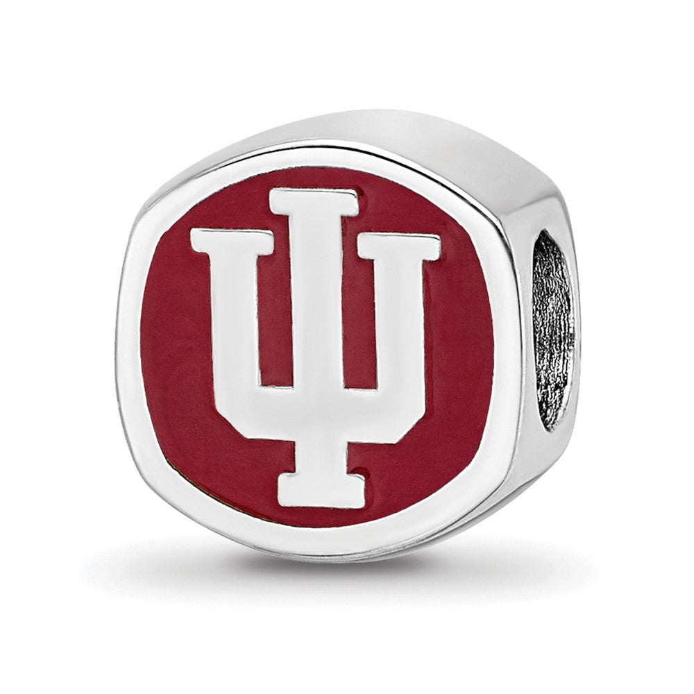 Sterling Silver Rhodium-plated Indiana Univ. Enamel Bead