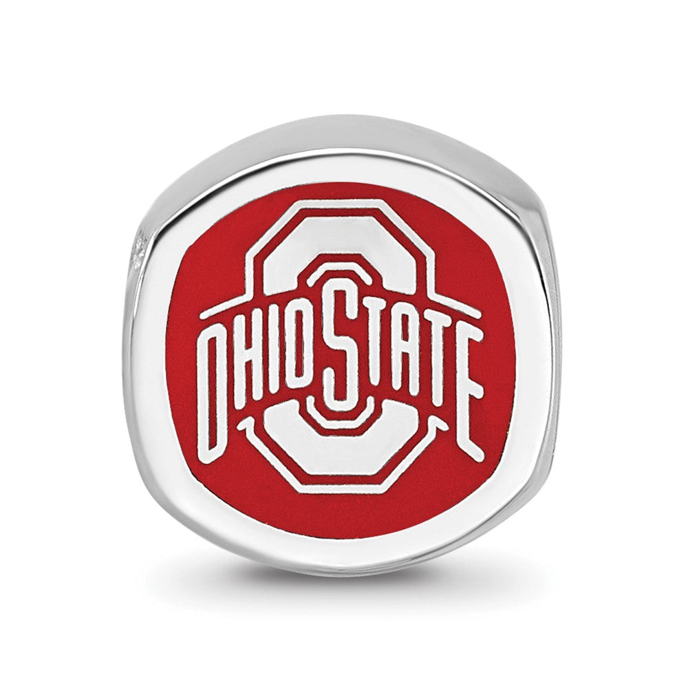 Sterling Silver Rhodium-plated Ohio State U. Enamel Double Logo Bead