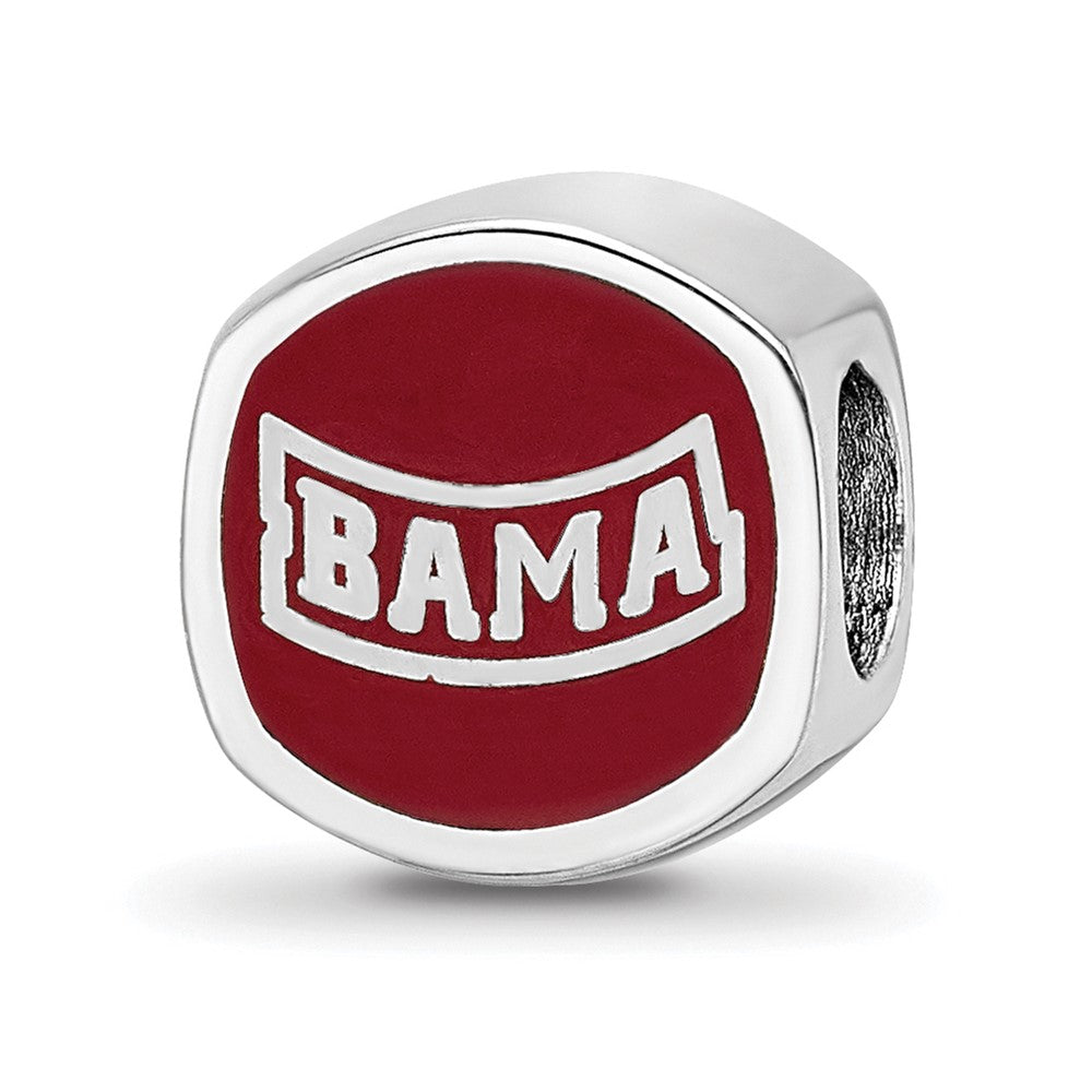 Sterling Silver Rhod-plated University of Alabama Enamel Bead