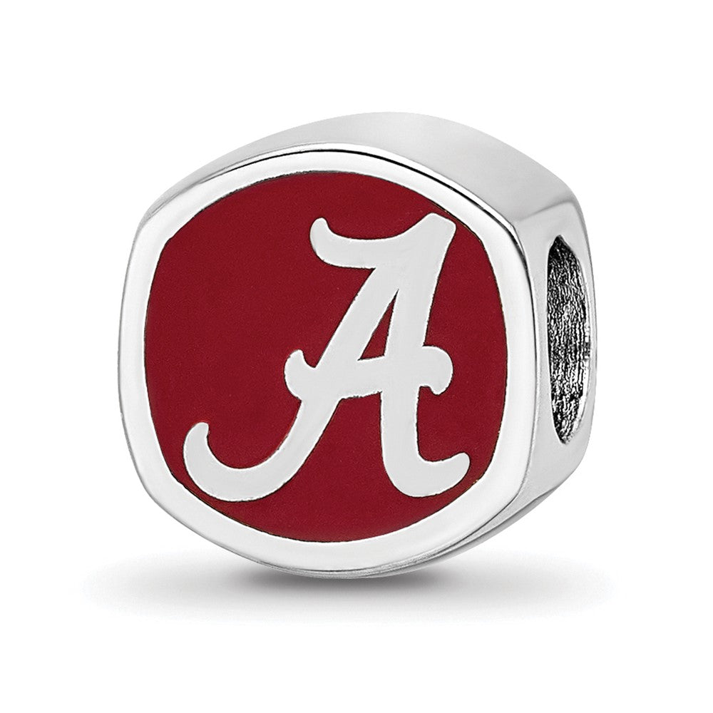 Sterling Silver Rhod-plated University of Alabama Enamel Bead