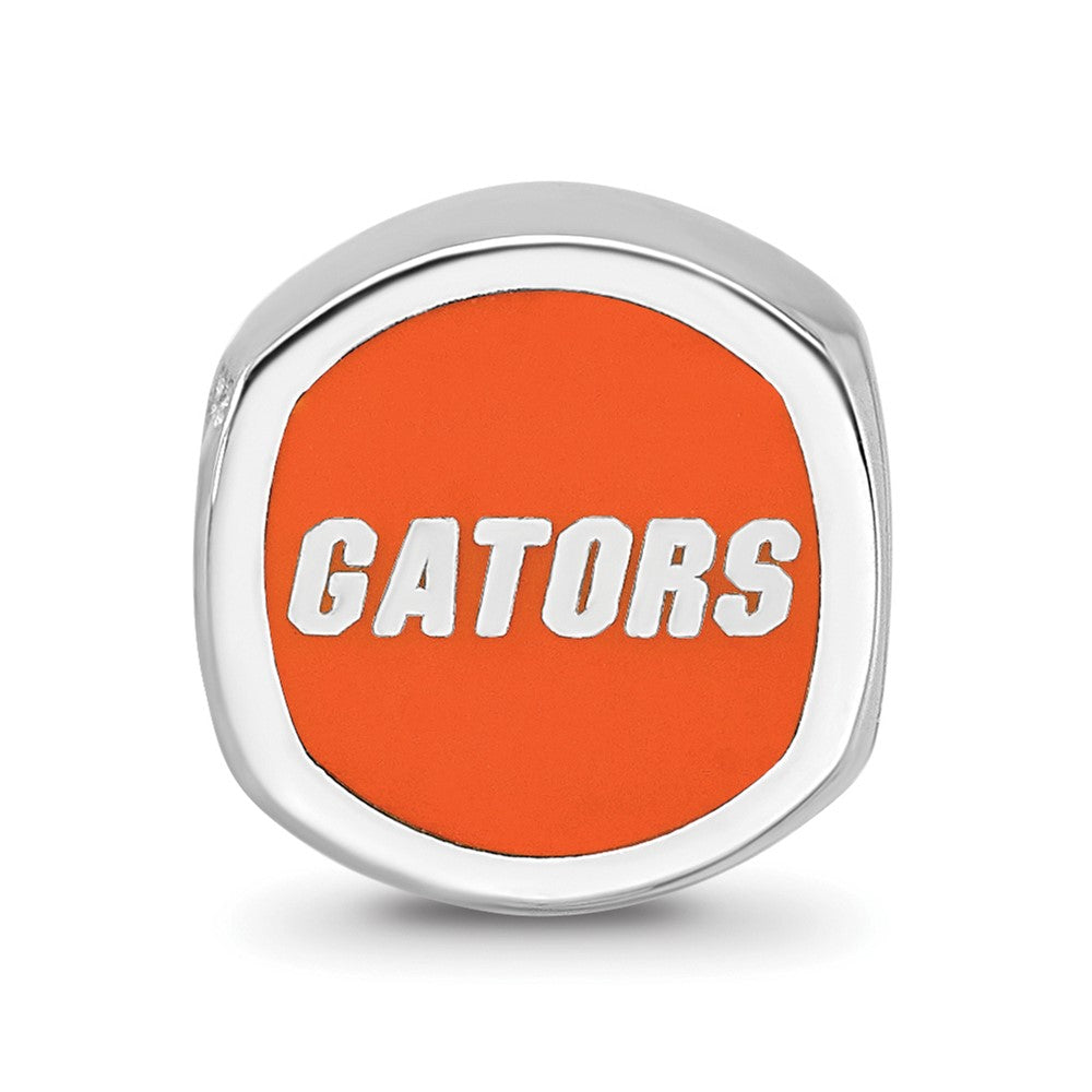 Sterling Silver Rhodium-plated U. of Florida Enamel Double Logo Bead