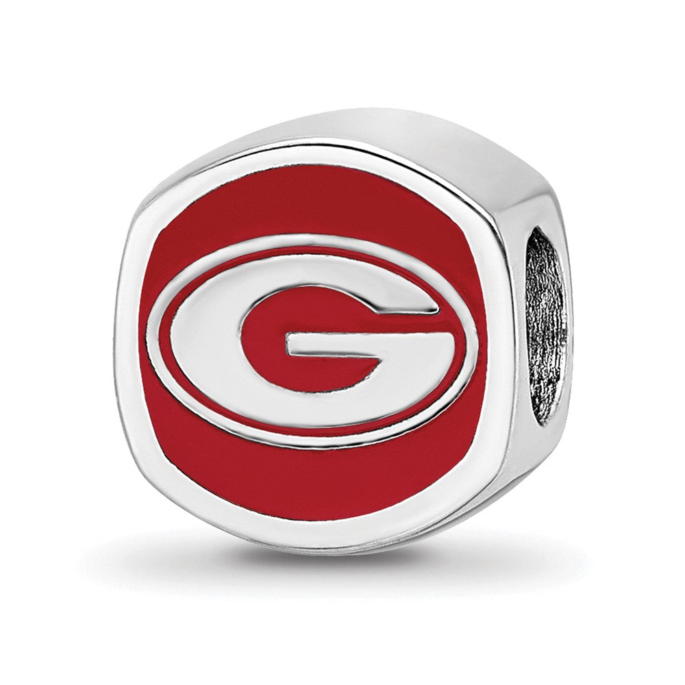 Sterling Silver Rhodium-plated University of Georgia Enamel Bead