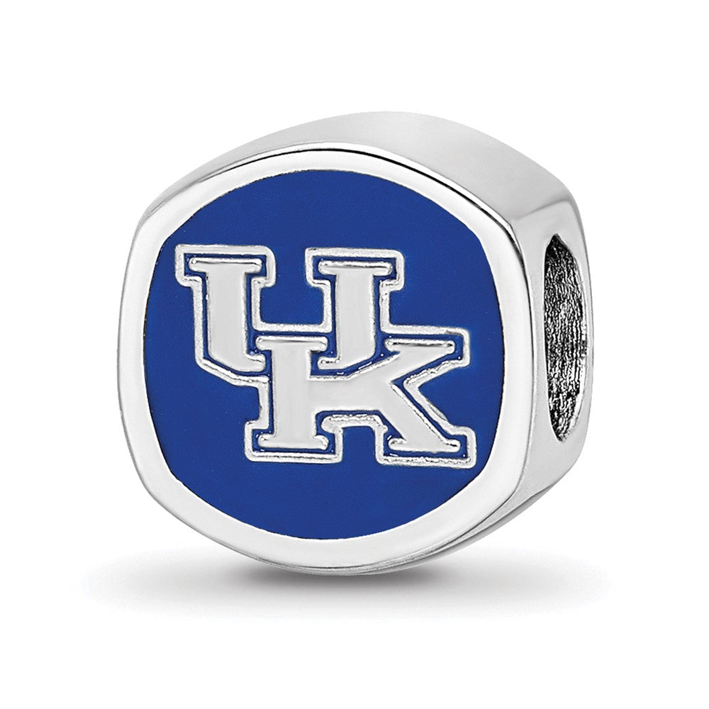 Sterling Silver Rhodium-plated U. of Kentucky U-K Enamel Bead
