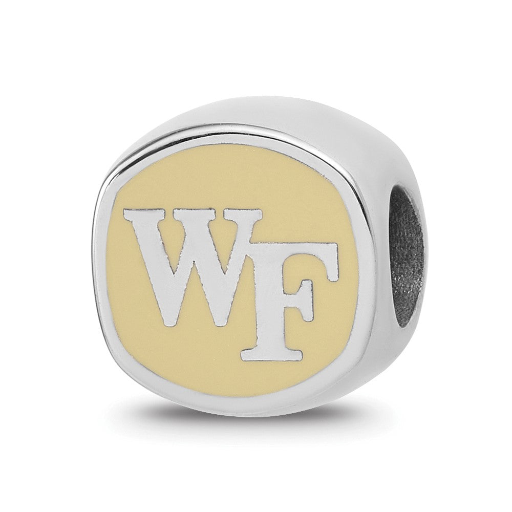 Sterling Silver Rhodium-plated Wake Forest U. Enamel Bead