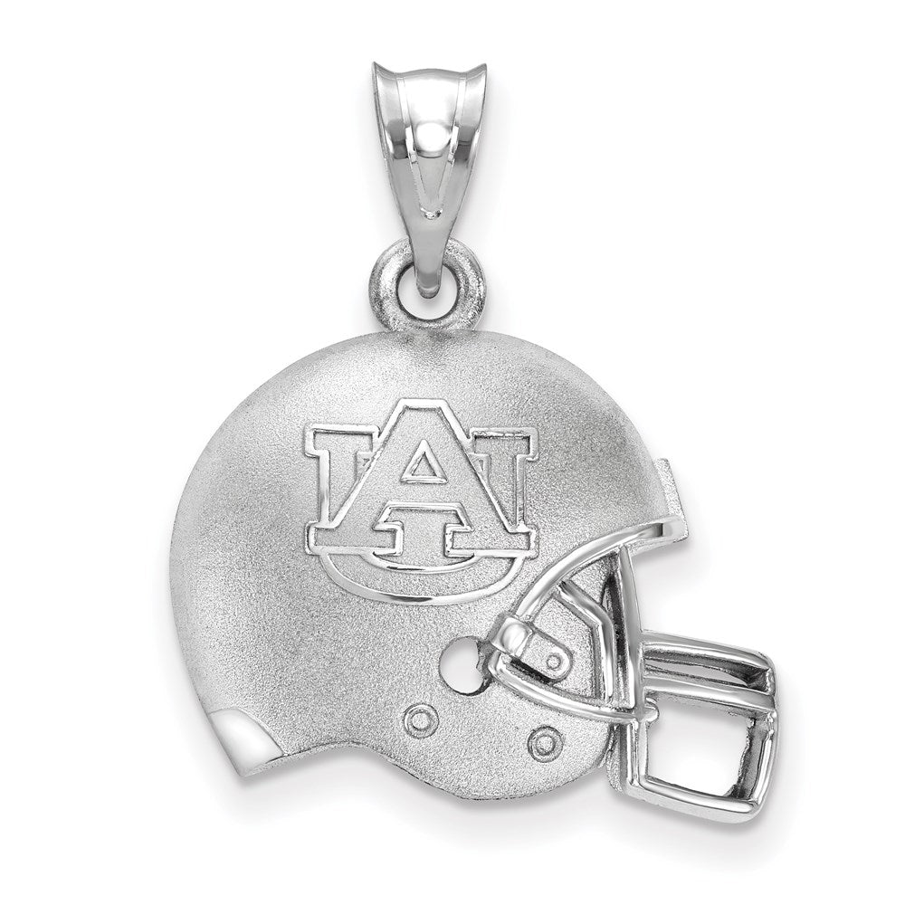 Sterling Silver Rhodium-plated Auburn University Helmet Pendant