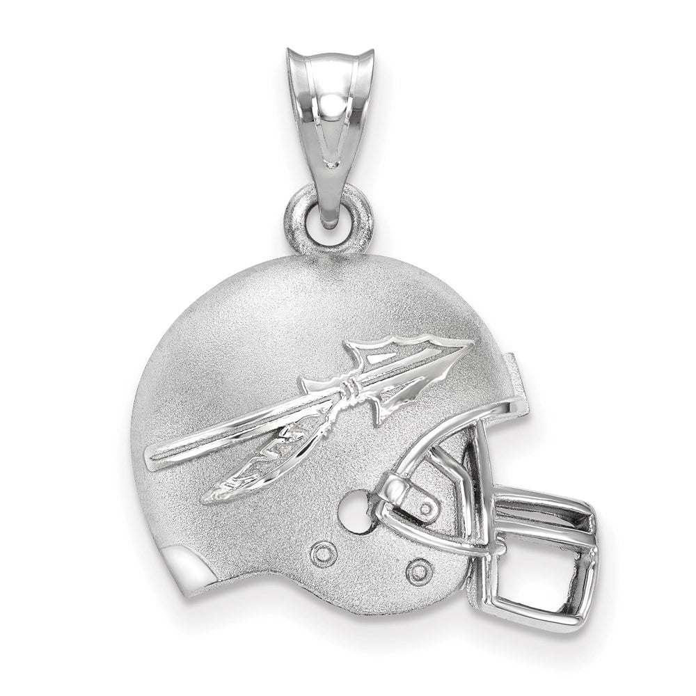 Sterling Silver Rhodium-plated Florida State U. Football Helmet Pendant
