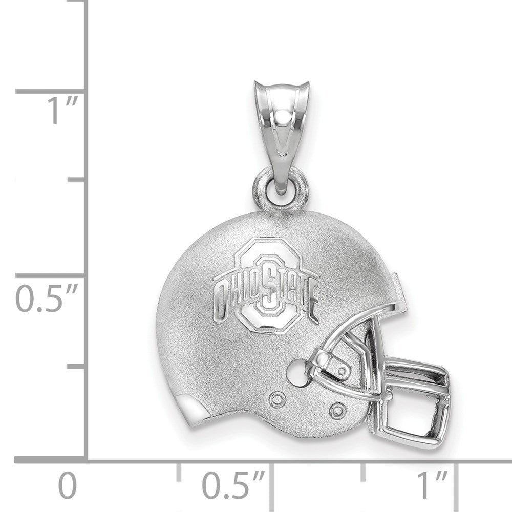 Sterling Silver Rhodium-plated Ohio State U. Football Helmet Pendant