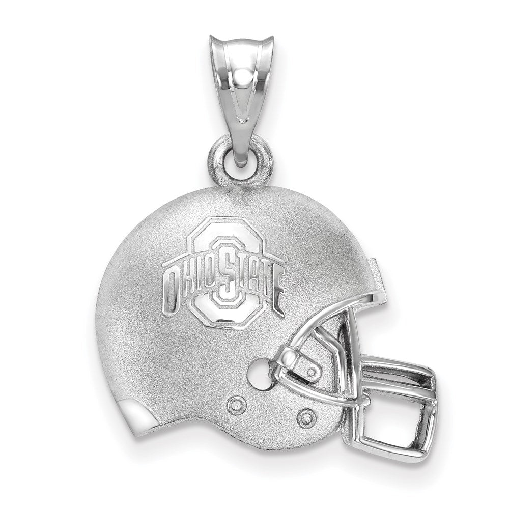 Sterling Silver Rhodium-plated Ohio State U. Football Helmet Pendant