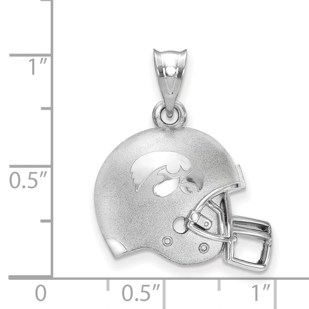 Sterling Silver Rhodium-plated U. of Iowa Football Helmet Pendant