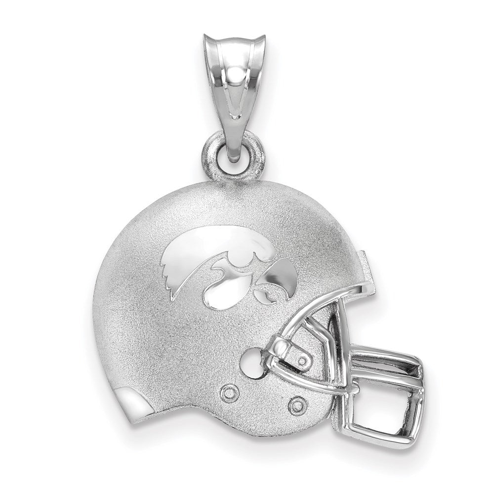 Sterling Silver Rhodium-plated U. of Iowa Football Helmet Pendant