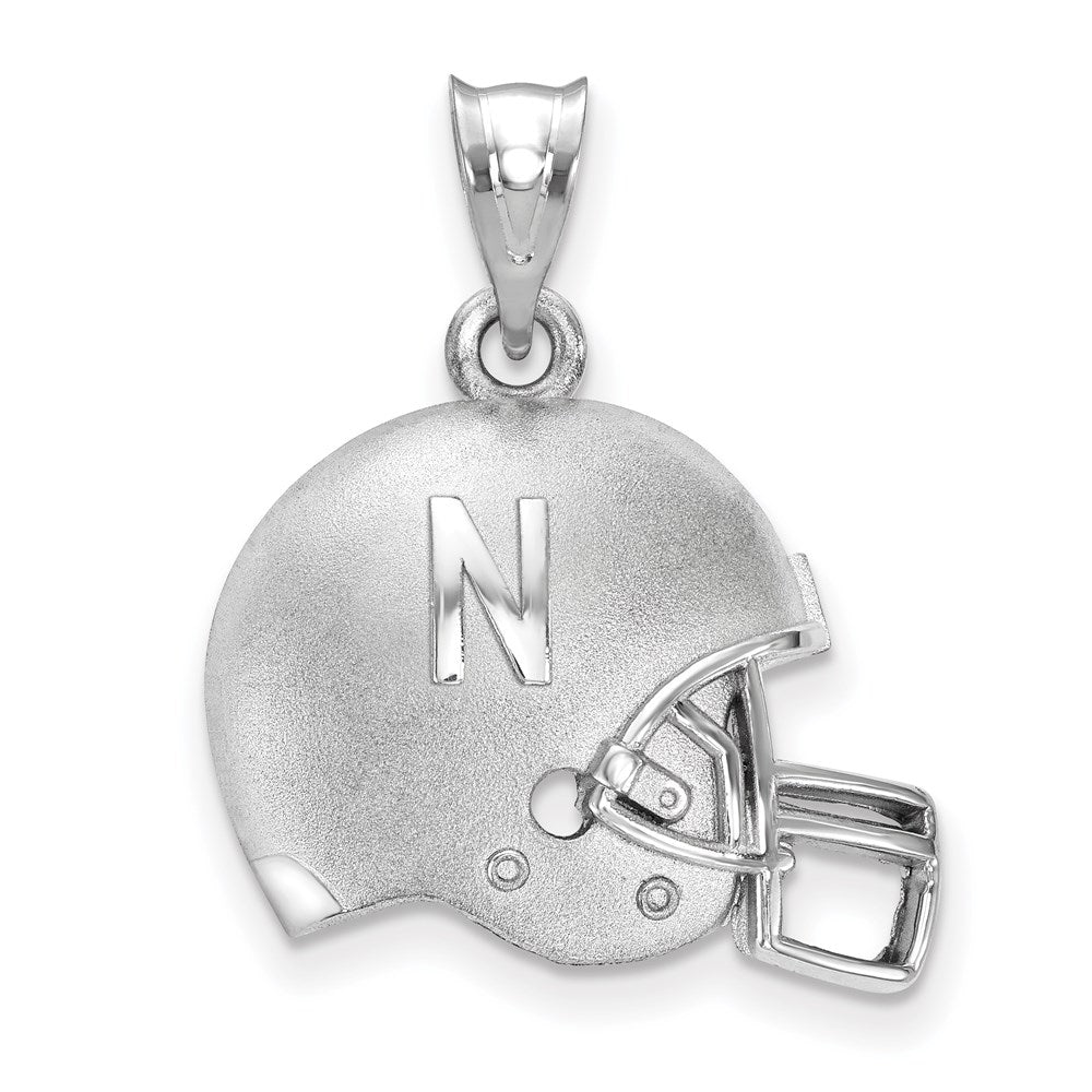 Sterling Silver Rhodium-plated U. of Nebraska Football Helmet Pendant