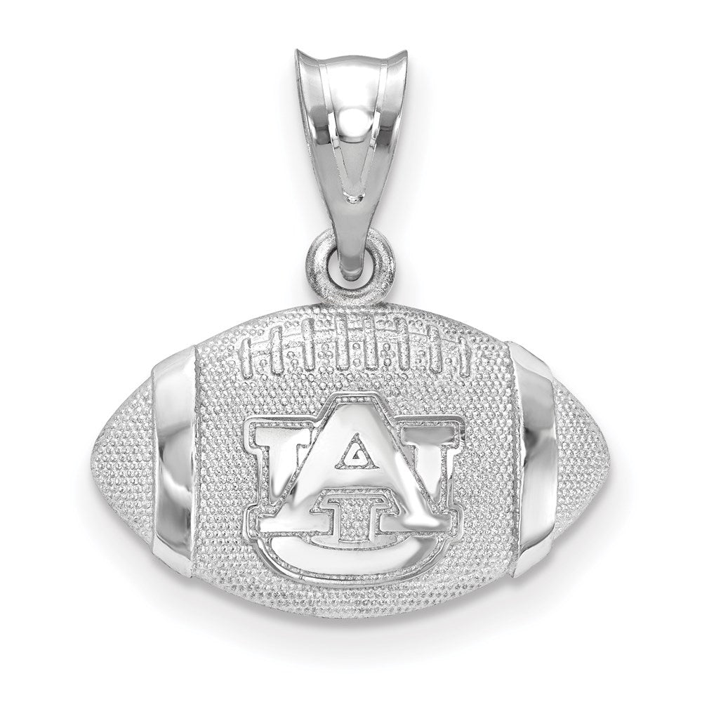 Sterling Silver Rhodium-plated Auburn University Football Pendant