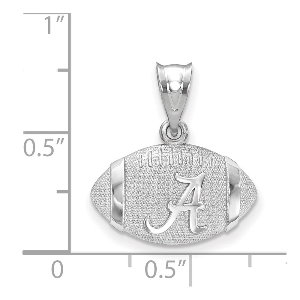 Sterling Silver Rhod-plated U. of Alabama Domed Football Pendant